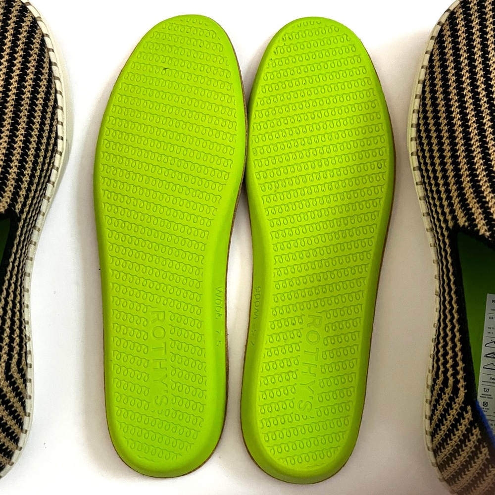 ROTHY’S Classic Slip-On Sneakers Knit Black Tan Striped 7.5 - Picture 6 of 9